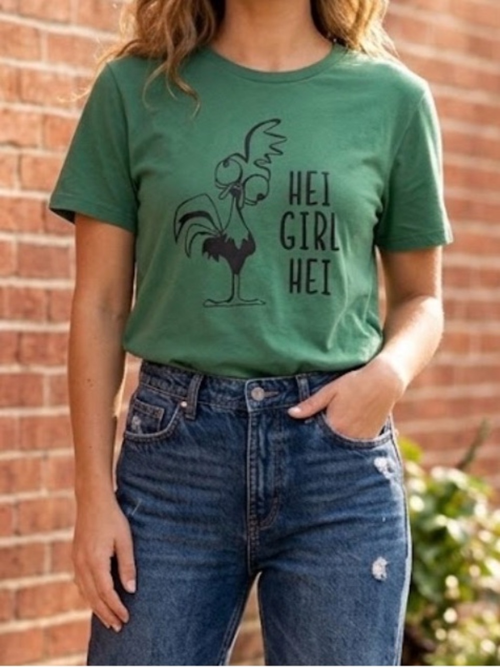Time & Tru Hei Girl Hei Rooster Graphic Tee Disney Inspired Green Size XL